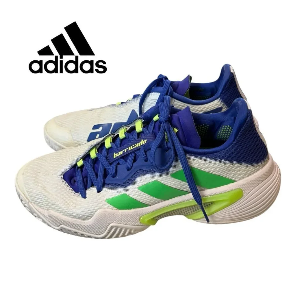 Adidas Men’s Barricade White Sonic Ink Tennis Shoes Sneakers 7